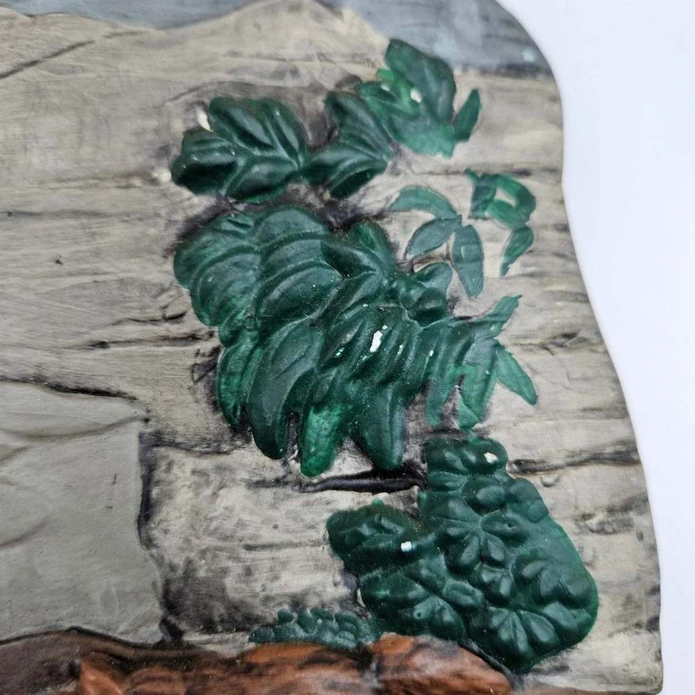 Vintage Chalkware Fox Family‎ Wall Hanging Plaque